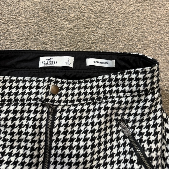 Hollister Women Ultra High-rise Skirt Small S Black White Houndstooth Full Zip - Picture 4 of 6